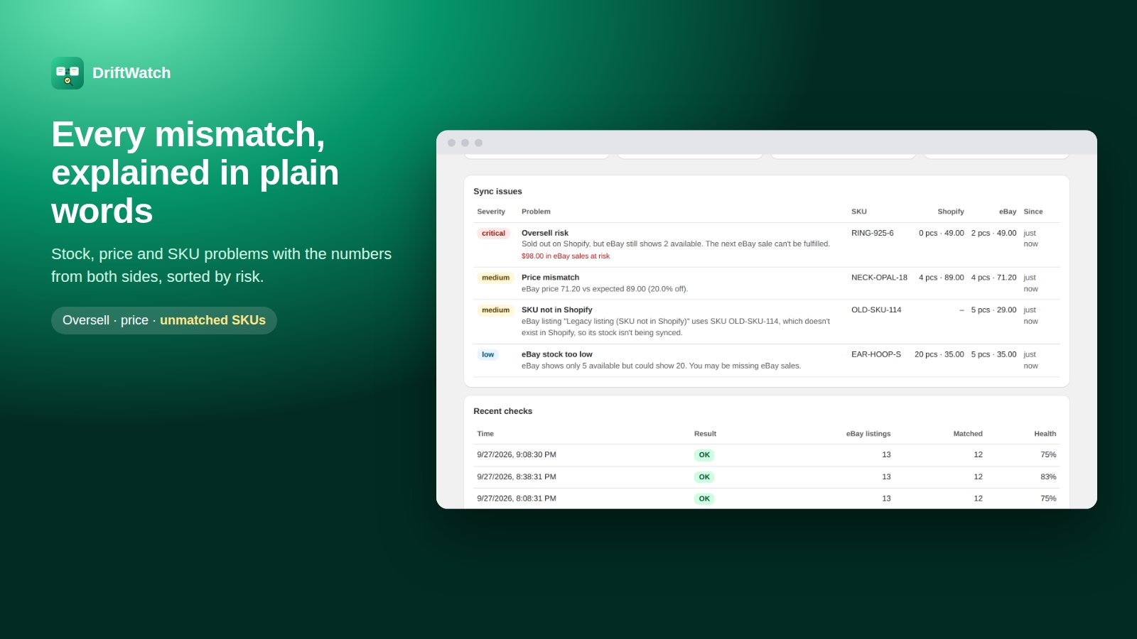 DriftWatch screenshot