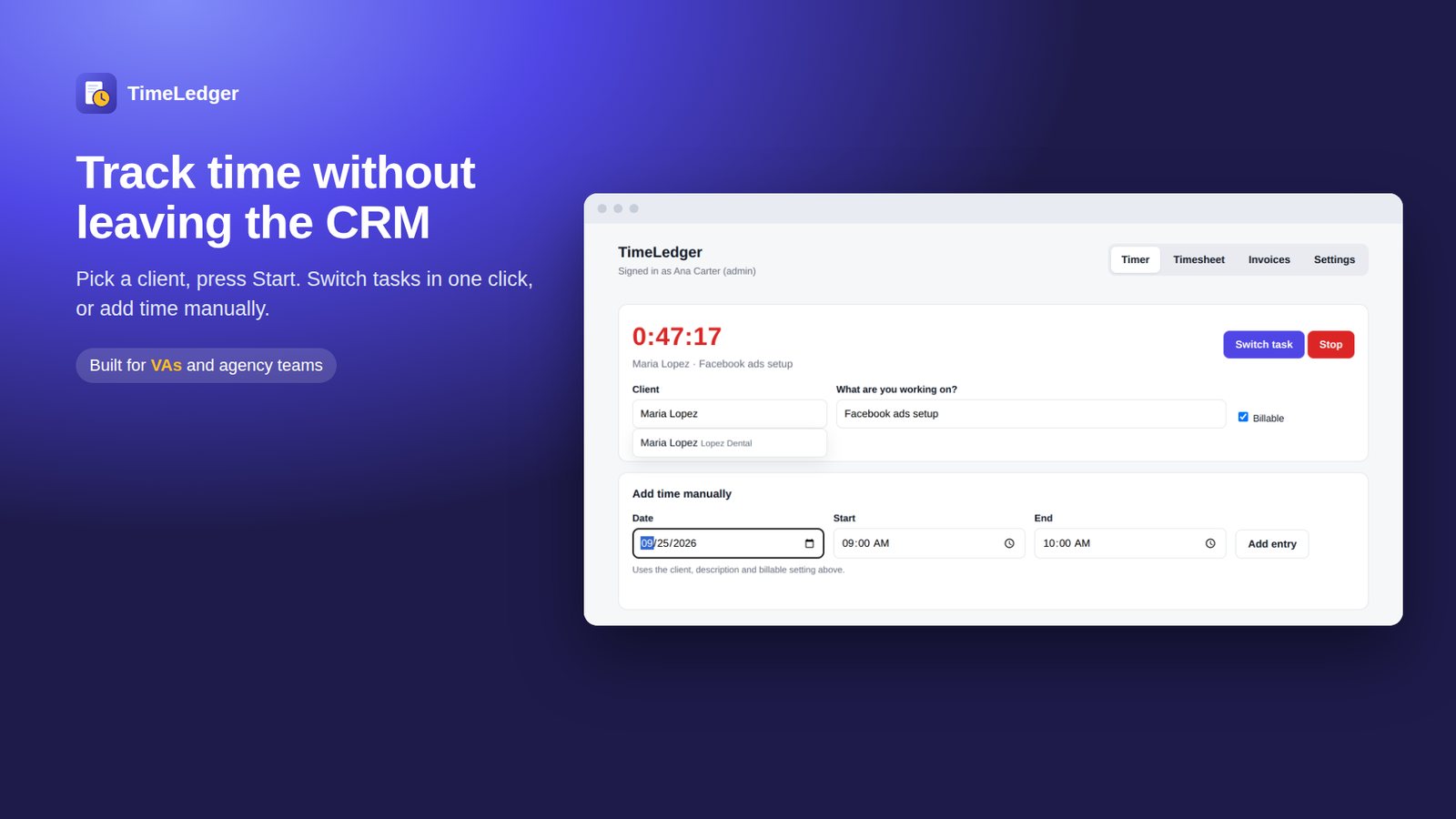 TimeLedger screenshot