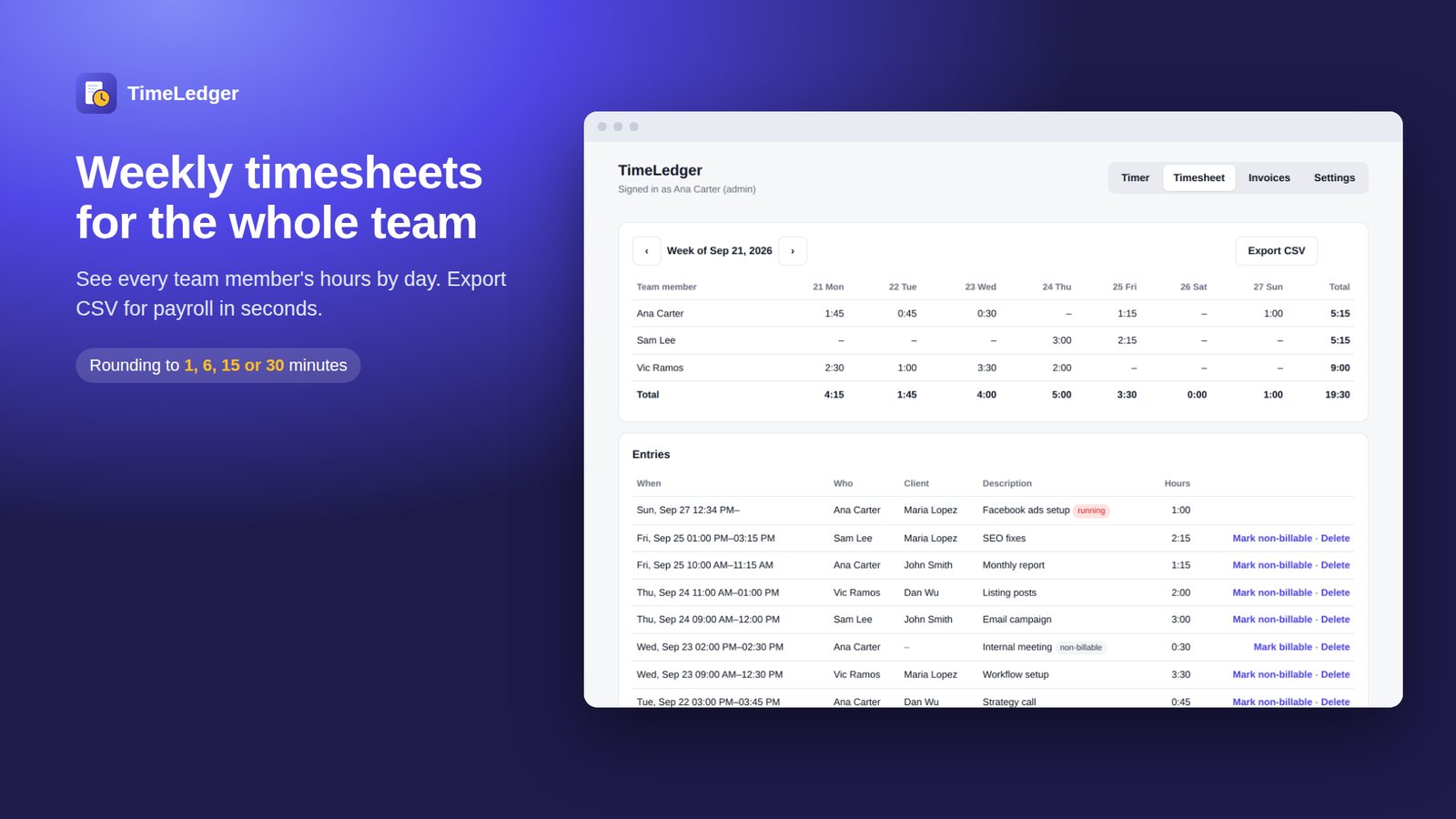 TimeLedger screenshot